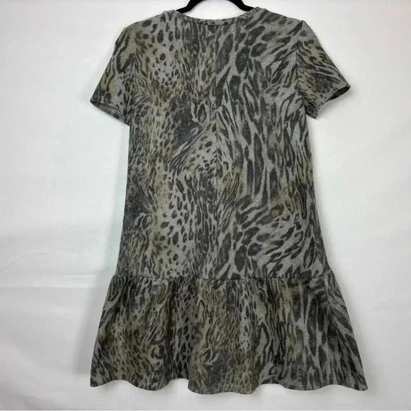 Zara Animal Print Short Sleeve Sweatshirt Dress - Picture 6 of 8